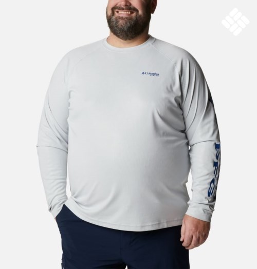 Men's Columbia PFG Terminal Deflector Long Sleeve Sweatshirts Light Grey | Plus Size CA-B4056